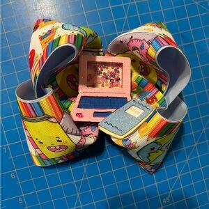 Hand Crafted Multicolor Kids Bow with Laptop Charm